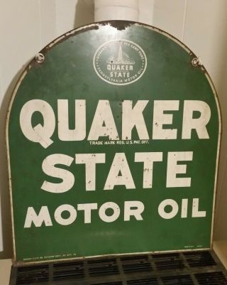 Vintage 1965 Quaker State Motor Oil Double Sided Sign - Am 5 - 65