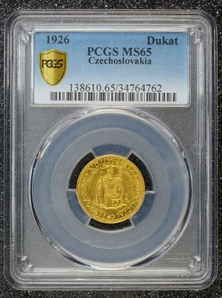 Dukat 1926 PCGS MS65 Czechoslovakia Czech Republik Gold BU UNC Rare 3