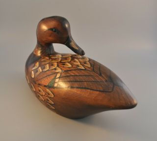Tom Taber - Carved Wood Duck Decoy - 15 " - Female Mallard