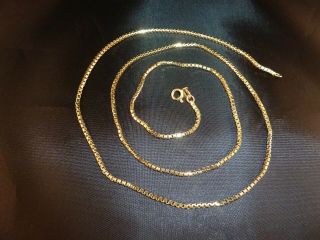 Vintage 18k Yellow Gold Box Link Chain/necklase 25 " Inches,  17grams.