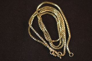 Vintage 18K Yellow Gold Box Link Chain/Necklase 25 
