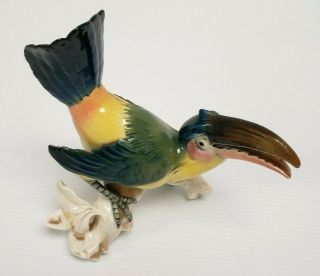 Very Rare TOUCAN Vintage Karl Ens Porcelain Parrot Mccaw Bird Figurine REPAIRED 4