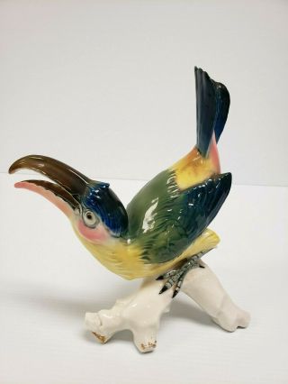 Very Rare TOUCAN Vintage Karl Ens Porcelain Parrot Mccaw Bird Figurine REPAIRED 8