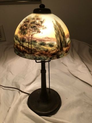 Handel/jefferson Reverse Painted Boudior Lamp