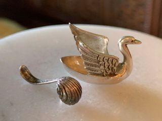 Miniature Dollhouse Artisan Sterling Silver Swan Gravy Boat Ladle Victorian 4