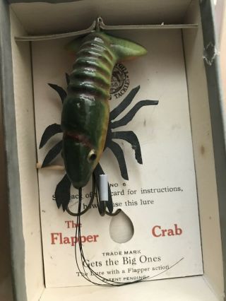 Wright Mcgill Flapper Crab Green Vintage Fishing Lure