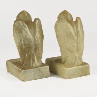 Rare Arts & Crafts Indianapolis Terra Cotta TECO Pottery Pelican Bird Bookends c 3