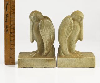 Rare Arts & Crafts Indianapolis Terra Cotta TECO Pottery Pelican Bird Bookends c 7