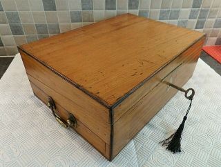Georgian Mahogany Writing Slope & Artist Box With Locking Pin Drawer - Lock & Key