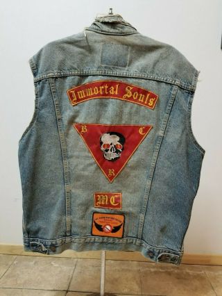 Vintage Motorcycle Club Vest Cut Colors Levis Outlaw Gang Harley Davidson Mc Hog