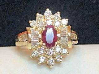 Vintage Estate 14k Gold Natural Diamond Red Ruby Ring Appraisal Engagement