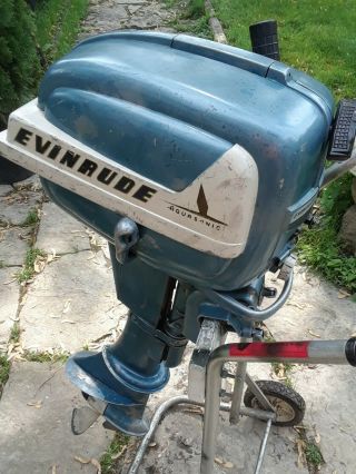 Vintage 1955 Evinrude 7.  5hp Fleetwin Aquasonic Outboard Motor 7518 - 18900 Runs