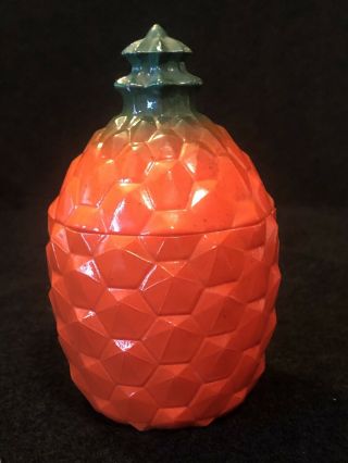 Rare Vintage Hazel Atlas Eames Era Orange Pineapple Milk Glass Jam/jelly Jar
