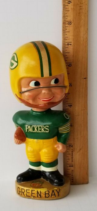 Vintage Green Bay Packers Football Player Bobble Head Nodder 1960 ' s 3