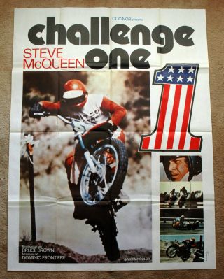 Vintage 1971 Steve Mcqueen - On Any Sunday Movie Poster Film Motorcycle