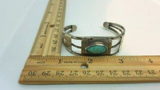 Vintage Navajo Silver Cuff Bracelet Turquoise 5
