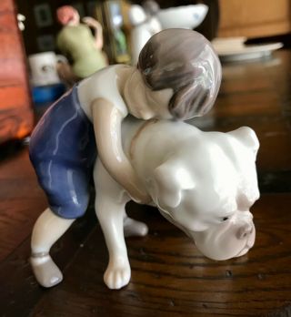 Vintage Bing & Grondahl (b&g) " Two Friends " Porcelain Figurine 1790 Boy & Dog