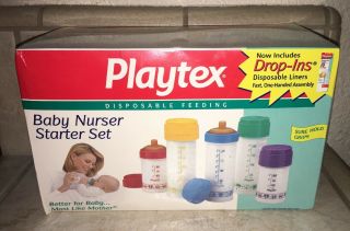 Vintage Playtex Nurser Bottle Starter Set Flat Top Latex Nipples