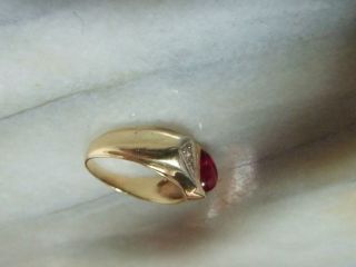 Art Deco Vintage 14k Gold Ruby Diamond Men ' s or Women ' s Size 10 & 9.  5 Ring 5