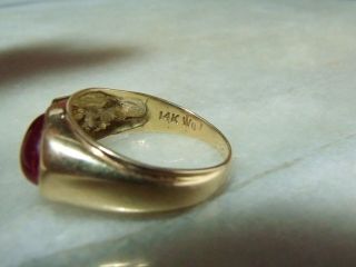 Art Deco Vintage 14k Gold Ruby Diamond Men ' s or Women ' s Size 10 & 9.  5 Ring 8