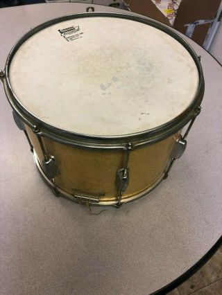 14 " Vintage Slingerland Marching Snare Drum Gold Sparkle Chicago Striders Ludwig