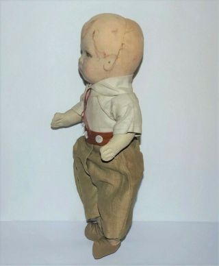 ANTIQUE CLOTH BOY DOLL Disk Joints Kathe Kruse type VTG HAND PAINTED FORMED FACE 6