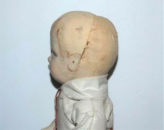 ANTIQUE CLOTH BOY DOLL Disk Joints Kathe Kruse type VTG HAND PAINTED FORMED FACE 9