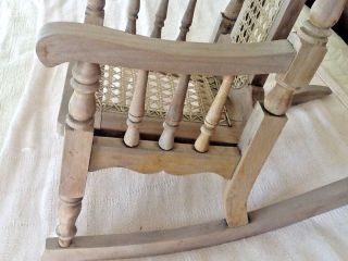 Vintage Carved Turned Wooden Child ' s Rocking Chair With Cane,  Kustom 10