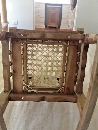 Vintage Carved Turned Wooden Child ' s Rocking Chair With Cane,  Kustom 11