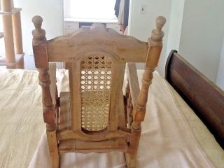 Vintage Carved Turned Wooden Child ' s Rocking Chair With Cane,  Kustom 6