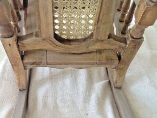 Vintage Carved Turned Wooden Child ' s Rocking Chair With Cane,  Kustom 7