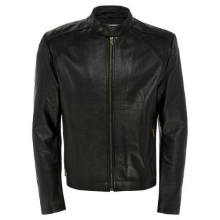 Men Black Biker Leather Jacket - Mens Real Lambskin Vintage Cafe Racer