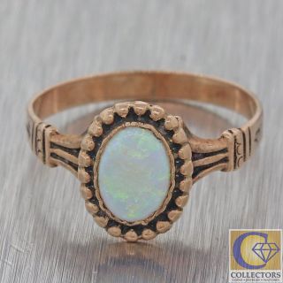 1880s Antique Victorian Estate 14k Rose Gold.  75ctw Oval Fire Opal Cocktail Ring