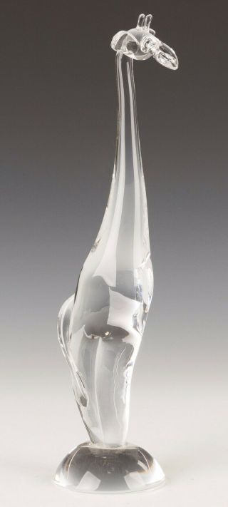 Steuben Signed Vtg Mid Century Crystal Glass Giraffe Animal Figurine Sculpture