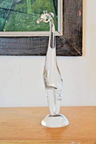Steuben Signed Vtg Mid Century Crystal Glass Giraffe Animal Figurine Sculpture 4