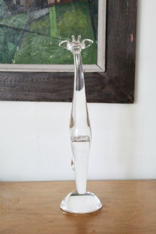 Steuben Signed Vtg Mid Century Crystal Glass Giraffe Animal Figurine Sculpture 6