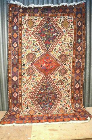 Vintage Handmade Soumak Silk Antique Persian Carpet Turkish Kilim Rug Tribal 6x4
