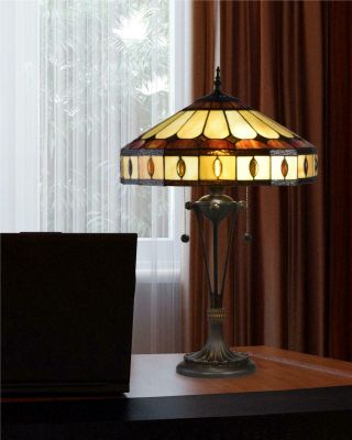 TABLE LAMP DALE TIFFANY JULIO 2 - LIGHT ANTIQUE BRONZE METAL HAND - ROLLED A 2