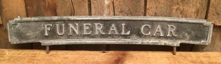 Vintage Hearse Funeral Car Vehicle Metal Hood Plaque Sign Gothic