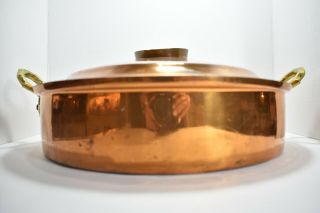 Vintage Antique Copper Frying Saute Pan Copper Silver Lined Unbranded Heavy