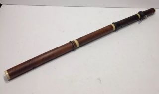 Antique Boxwood Flute Byfirth,  Hall & Pond York With One Coin Silver Key