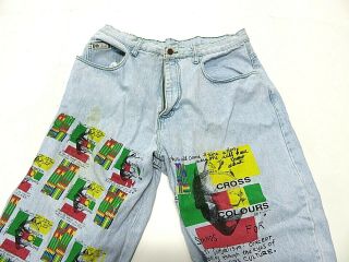 VINTAGE 90s Allover Cross Colours Denim Jeans with Graphics Size 38 Made in USA 5