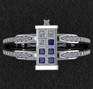 Cetrified 4ct Blue Vintage Doctor Diamond Engagement Party Ring 14k White Gold
