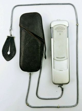 Vintage Minox Wetzlar Iii Sub - Miniature Spy Camera W/ Case & Chain - Germany
