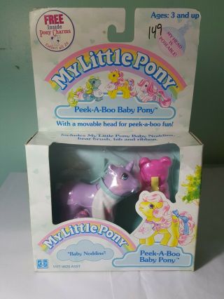 Moc Vintage G1 My Little Pony Peek - A - Boo Pony Baby Nodins Misb Rare Box