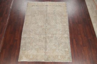 Antique MUTED Geometric Oriental Area Rug Distressed Hand - made Over - dyed 6x9 3