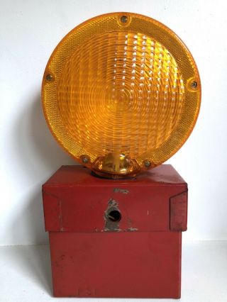 Light Barricade Safety Lantern 13” Vtg Metal Highway Road Construction Hazard