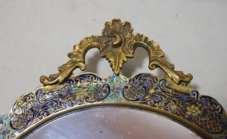 antique 1800 ' s ornate French gilt bronze enameled champleve mirror tray dish 4