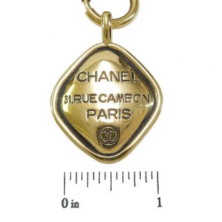 CHANEL Gold Plated CC Logos Cambon Charm Vintage Necklace Pendant 4708a Rise - on 3