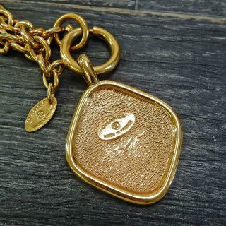 CHANEL Gold Plated CC Logos Cambon Charm Vintage Necklace Pendant 4708a Rise - on 6